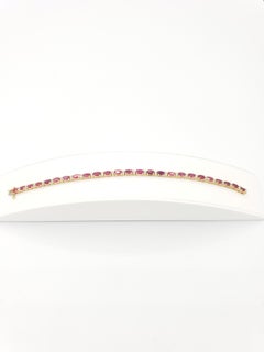 NEW Natural Precious Ruby and Diamond Tennis Bracelet in 14k Solid Yellow Gold
