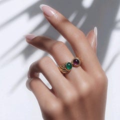 NEW Natural Precious Ruby and Emerald Ring in 14k Yellow Gold