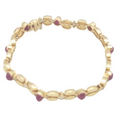NEW Natural Ruby and Diamond  Bracelet in 14k Solid Yellow Gold