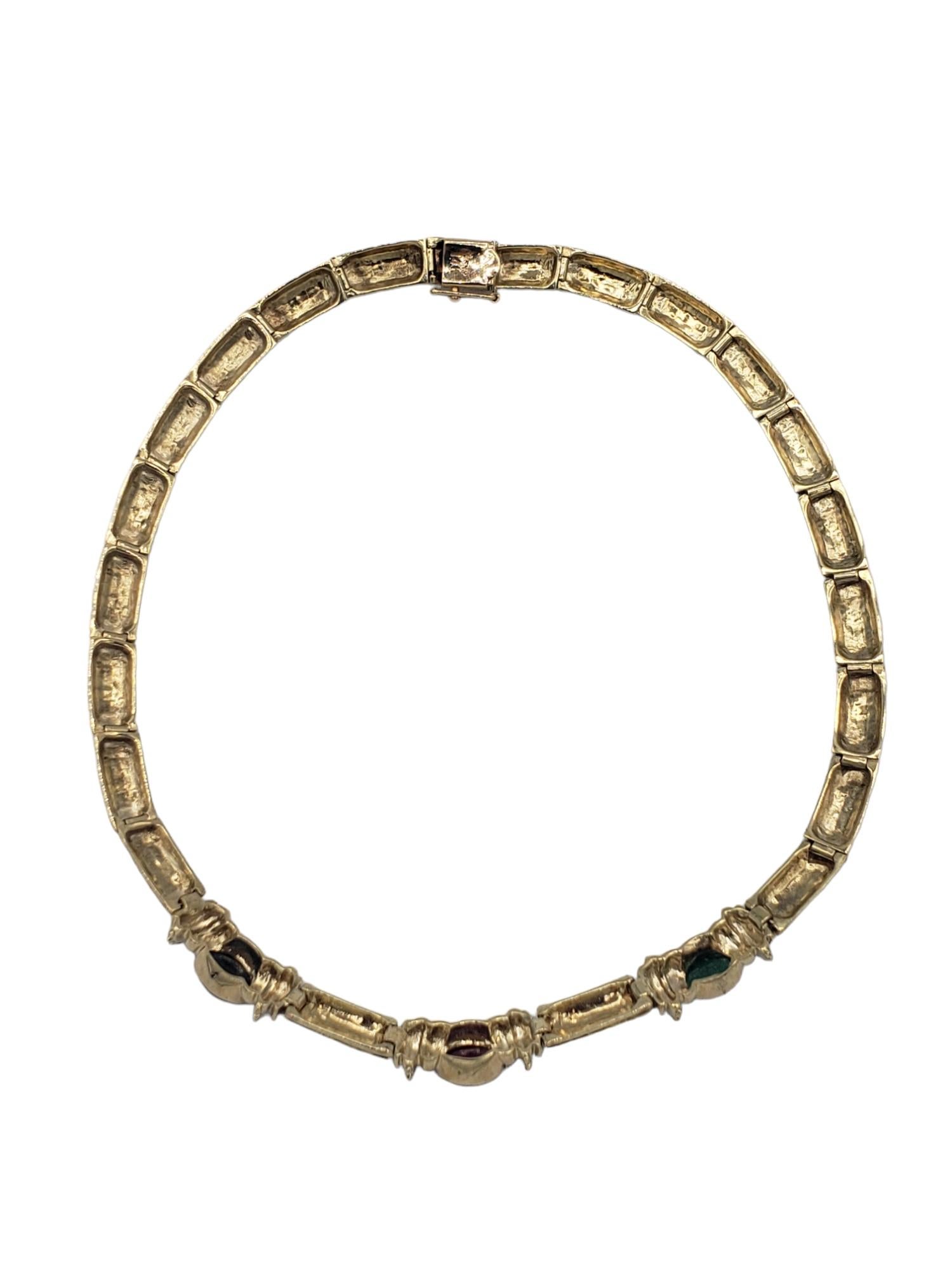 NOUVEAU Collier Emeraude Rubis Saphir Naturel en or jaune massif 14K en vente 11