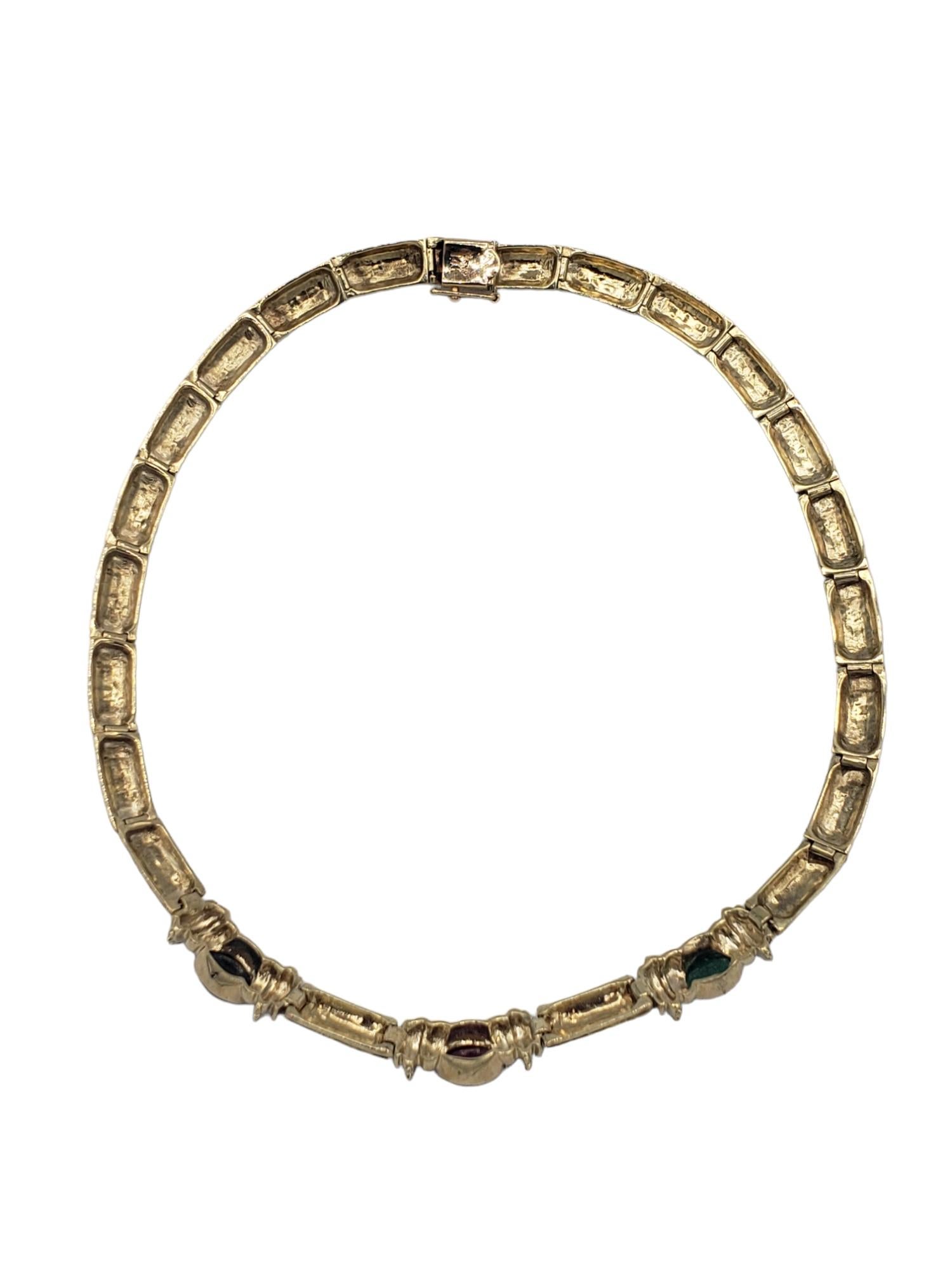 NEU Natürliche Rubin-Saphir-Smaragd-Halskette aus 14K massivem Gelbgold mit 52 Karat Trauben im Angebot 11