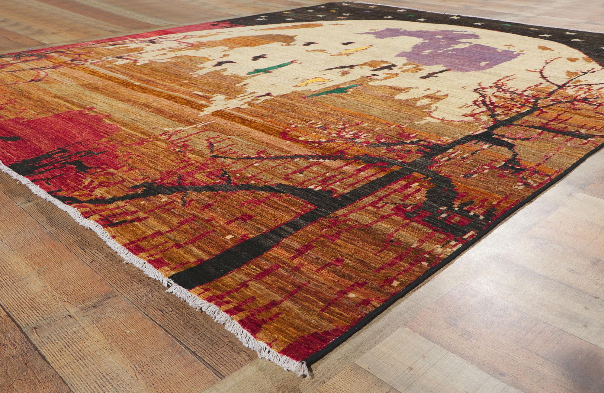 Pakistani New Nature-Inspired Lunar Descent Biophilic Carpet with Modern Style For Sale