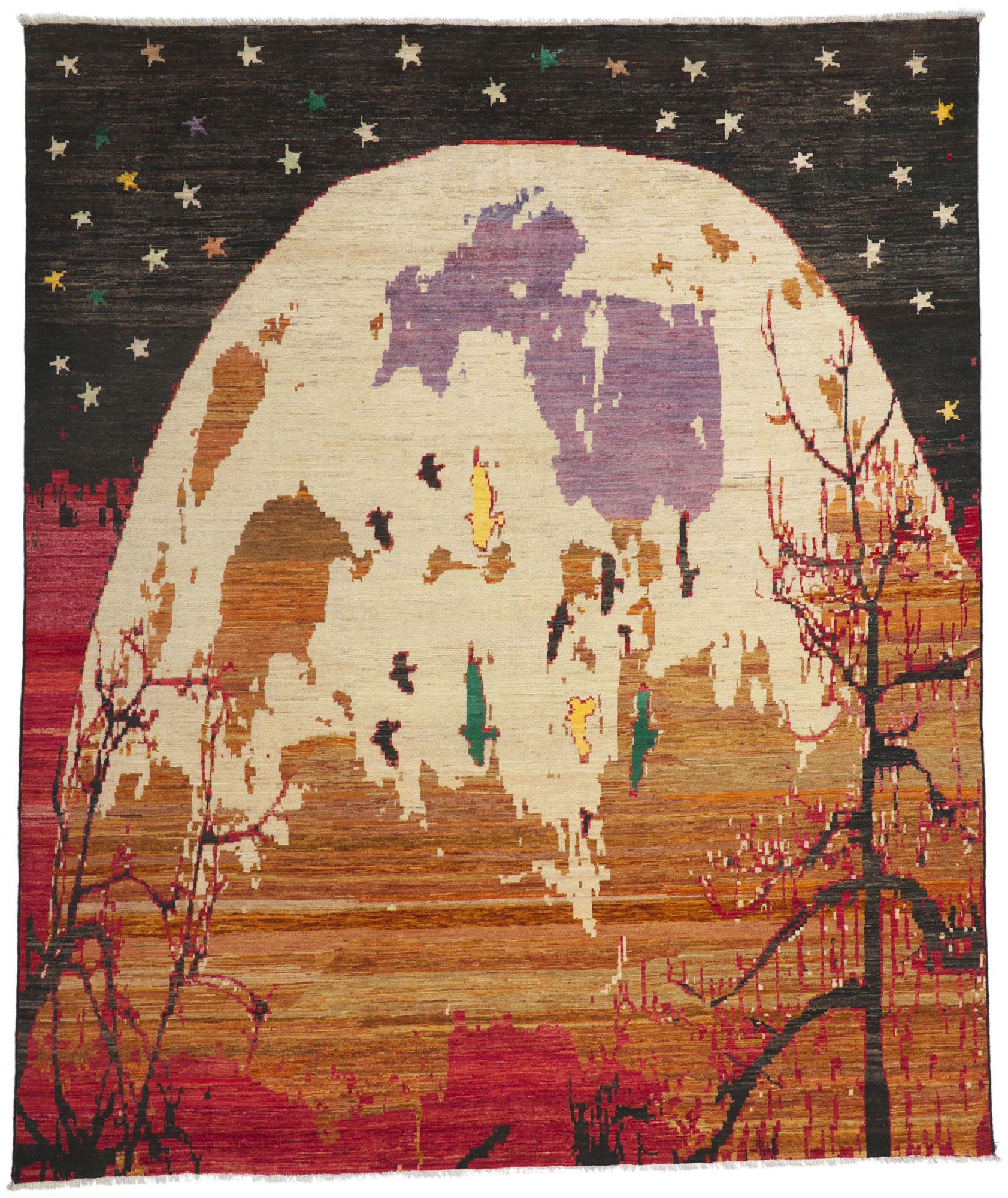 Contemporary New Nature-Inspired Lunar Descent Biophilic Carpet with Modern Style For Sale