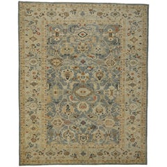 New Contemporary Turkish Oushak Area Rug with Transitional Coastal Style New Contemporary Turkish Oushak Area Rug with Transitional Coastal Style