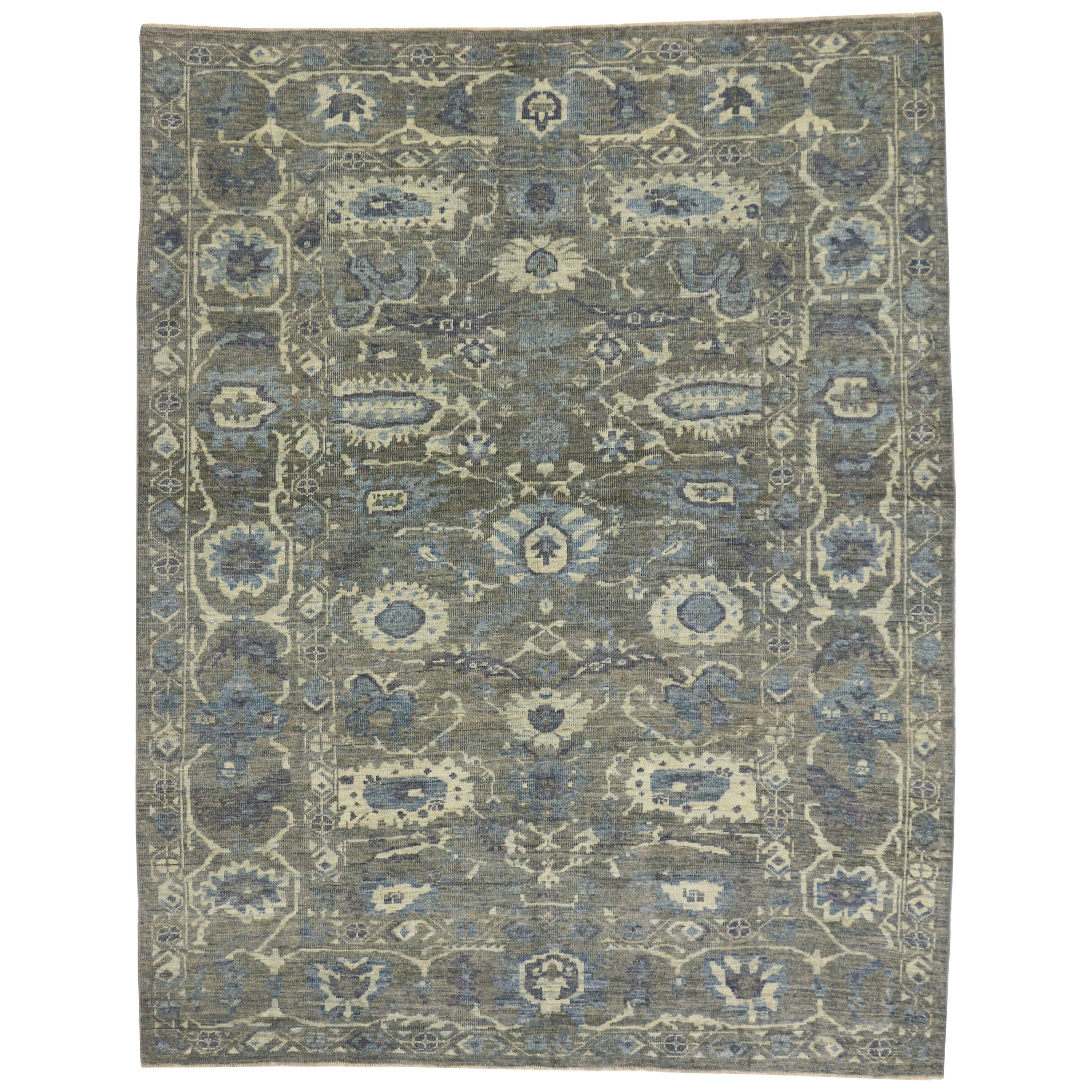 Nouveau tapis turc d'Oushak avec style néoclassique français moderne en vente