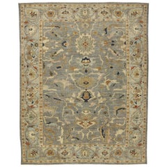 New Contemporary Turkish Oushak Area Rug with Transitional Coastal Style New Contemporary Turkish Oushak Area Rug with Transitional Coastal Style