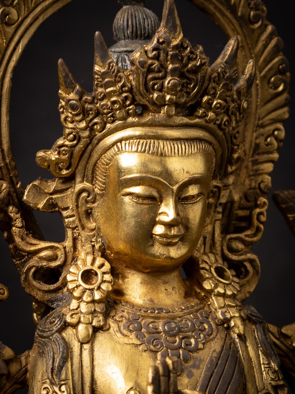 New Nepali bronze Maitreya Buddha statue in Dharmachakra Mudra For Sale 1