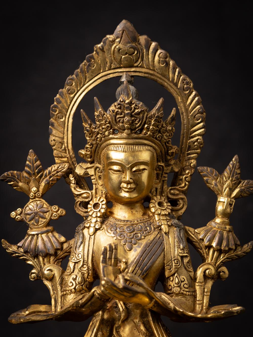 statue de Bouddha Maitreya en bronze du Népal, Dharmachakra Mudra en vente 2