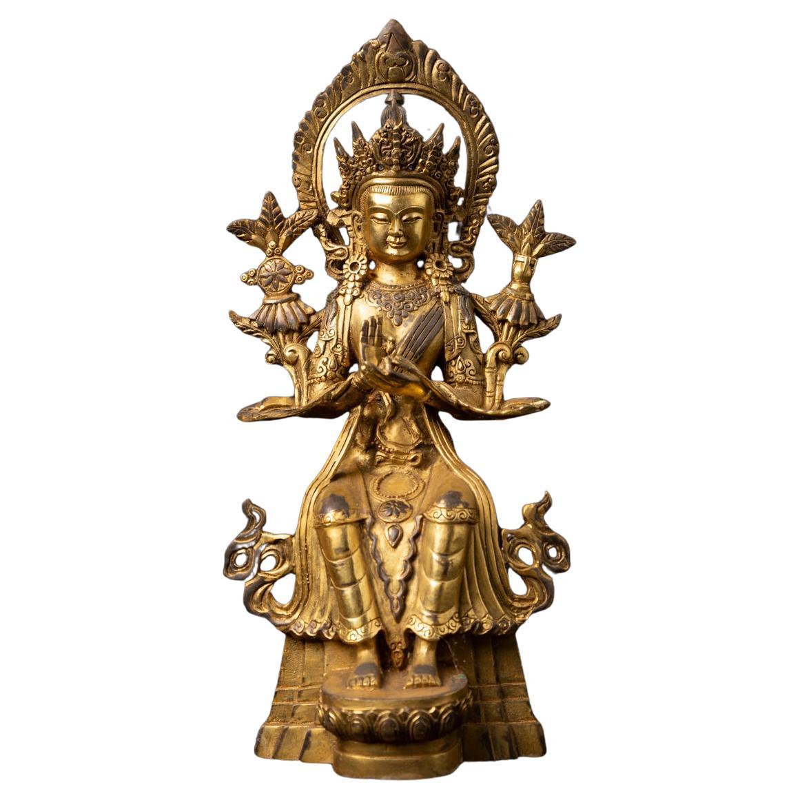 New Nepali bronze Maitreya Buddha statue in Dharmachakra Mudra For Sale