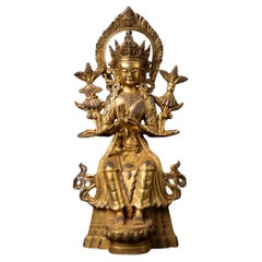 New Nepali bronze Maitreya Buddha statue in Dharmachakra Mudra