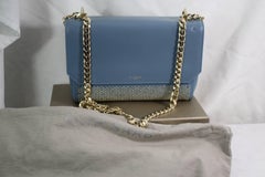 New never used Elie Saab Blue Studded  Shoulder Bag with golden Chain