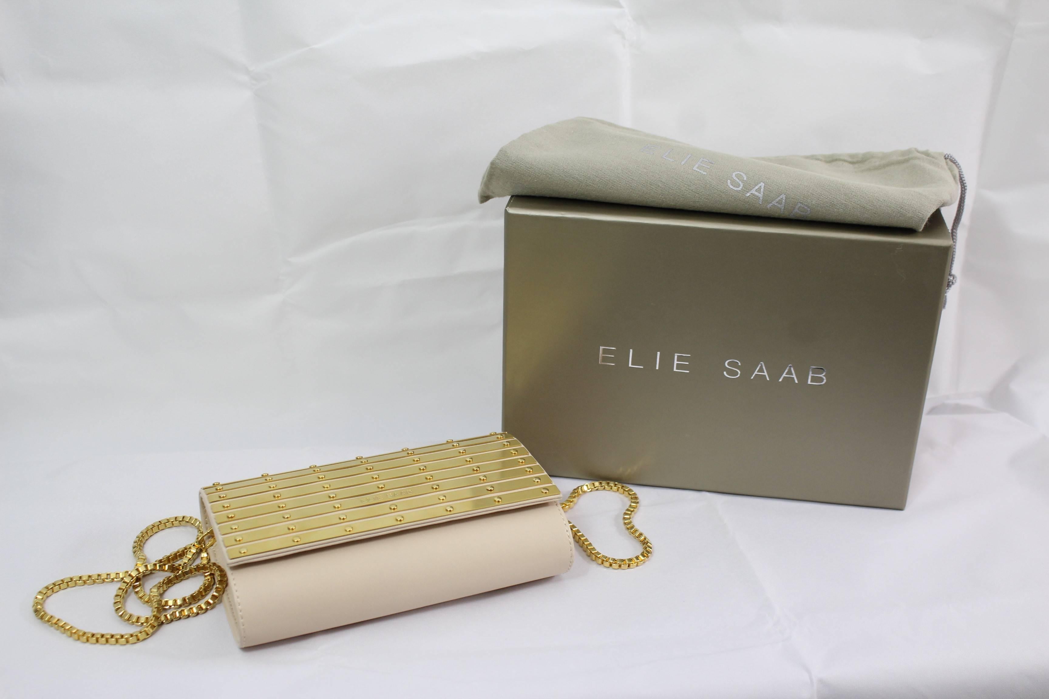 New never used Elie Saab Golden WOC and pink Leather Crossbody bag 1