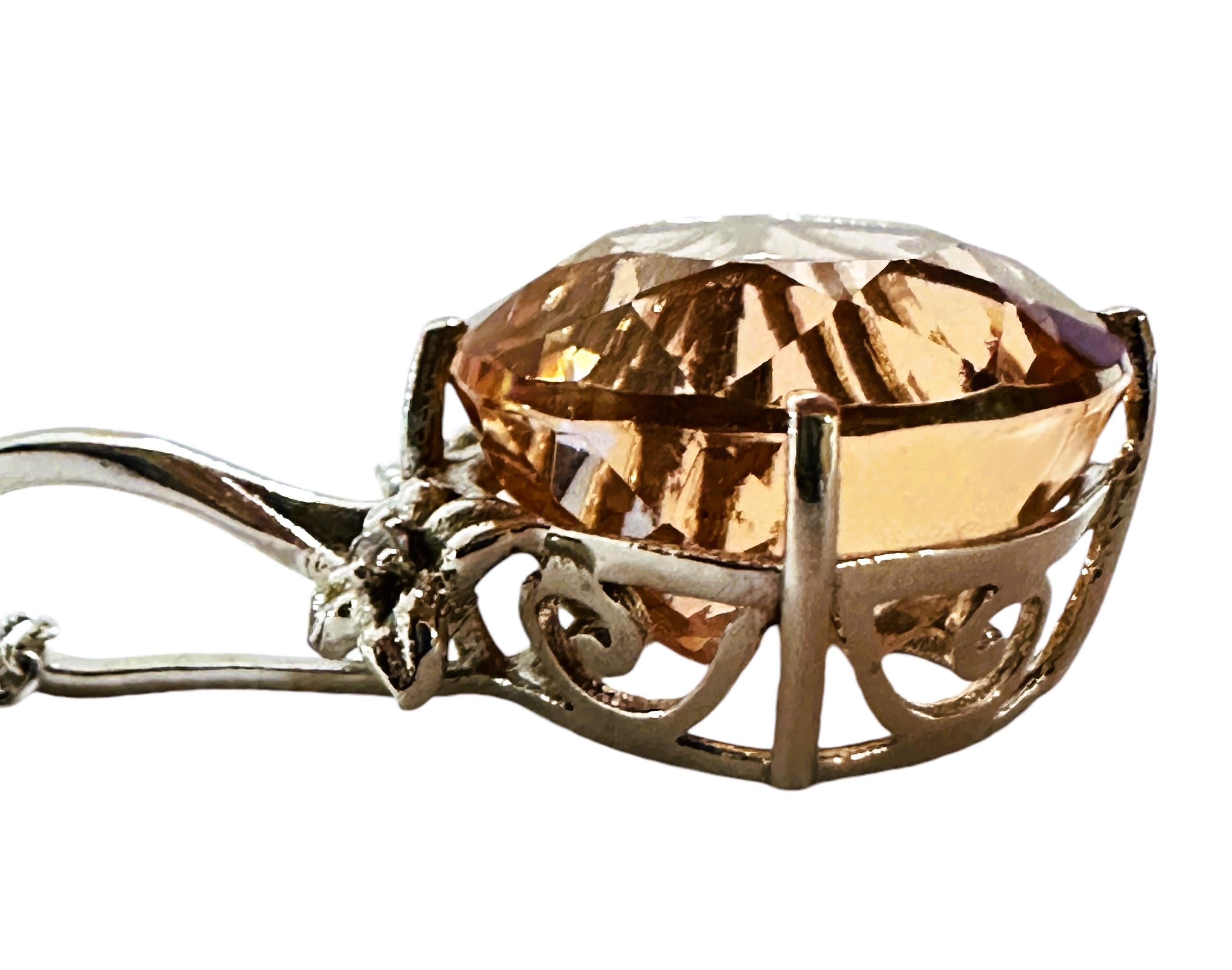 Nuova collana in argento con Morganite e Zaffiro taglio diamante da 11,10 carati In condizioni Nuovo in vendita a Eagan, MN