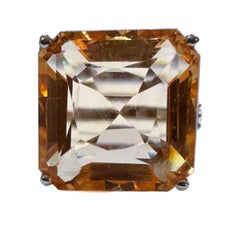 New Nigerian 11.10 Ct Peach Orange Morganite & Orange Sapphire Sterling Ring