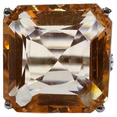 New Nigerian 11.10 Ct Peach Orange Morganite & Orange Sapphire Sterling Ring