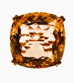 New Nigerian 13 Ct Peach Orange Morganite & Green Sapphire Sterling Ring