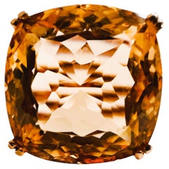 New Nigerian 13 Ct Peach Orange Morganite & Green Sapphire Sterling Ring