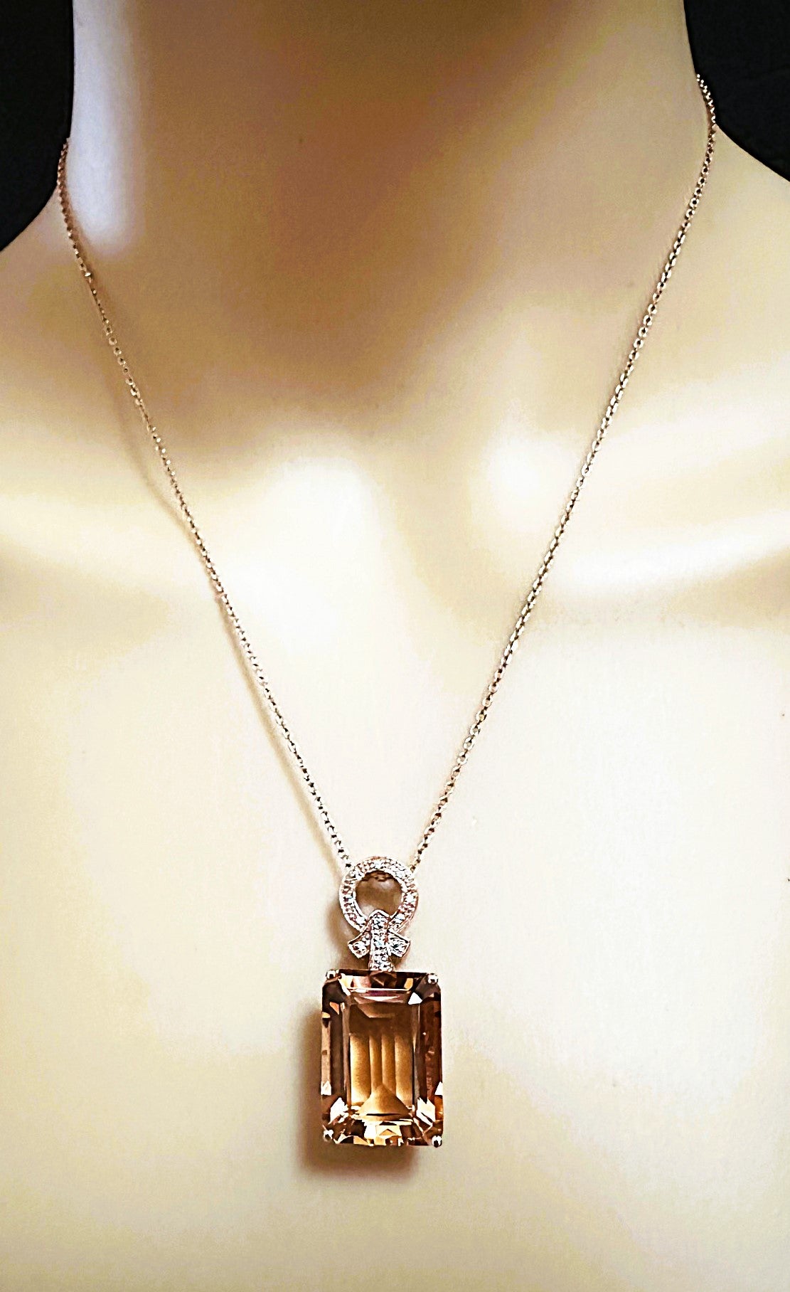 New Nigerian 15 Ct Champagne Morganite Rose Gold Plated Sterling Pendant