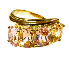 New Nigerian 3.90 Ct Peach Orange Morganite YGold Plated Sterling Ring