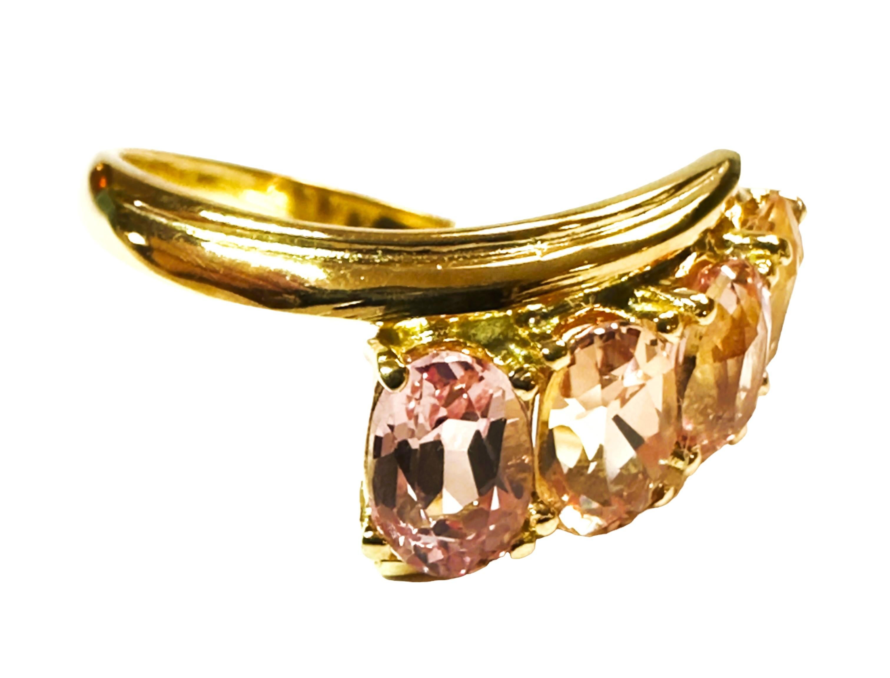 Women's New Nigerian 3.90 Ct Peach Orange Morganite YGold Plated Sterling Ring For Sale