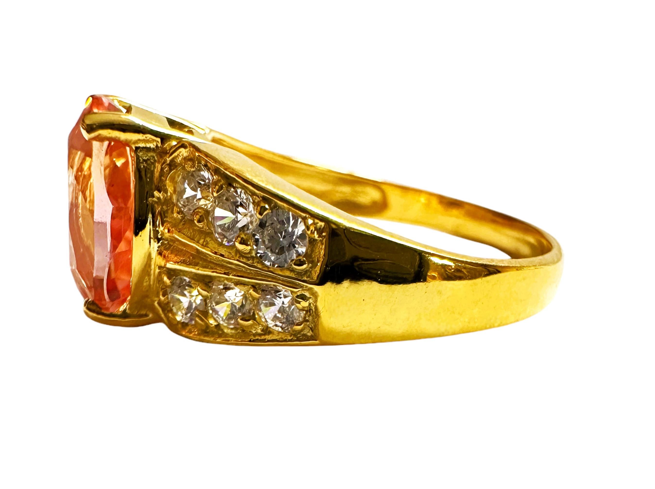 Art Deco New 4.3 Carat Champagne Morganite & Diamond Cut Yellow Gold Sterling Ring