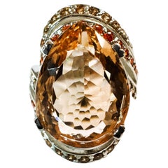 New Nigerian 8,6 Ct Pfirsich Orange Morganit & Orange Saphir Sterling Ring