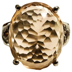 Nuovo anello in argento con morganite color pesca e zaffiro taglio diamante da 9,20 carati
