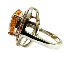 New Nigerian IF 12.0 Ct Peach Orange Morganite & Orange Sapphire Sterling Ring