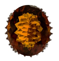 New Nigerian IF 18.30 Ct Orange Champagne Topaz Sterling Ring