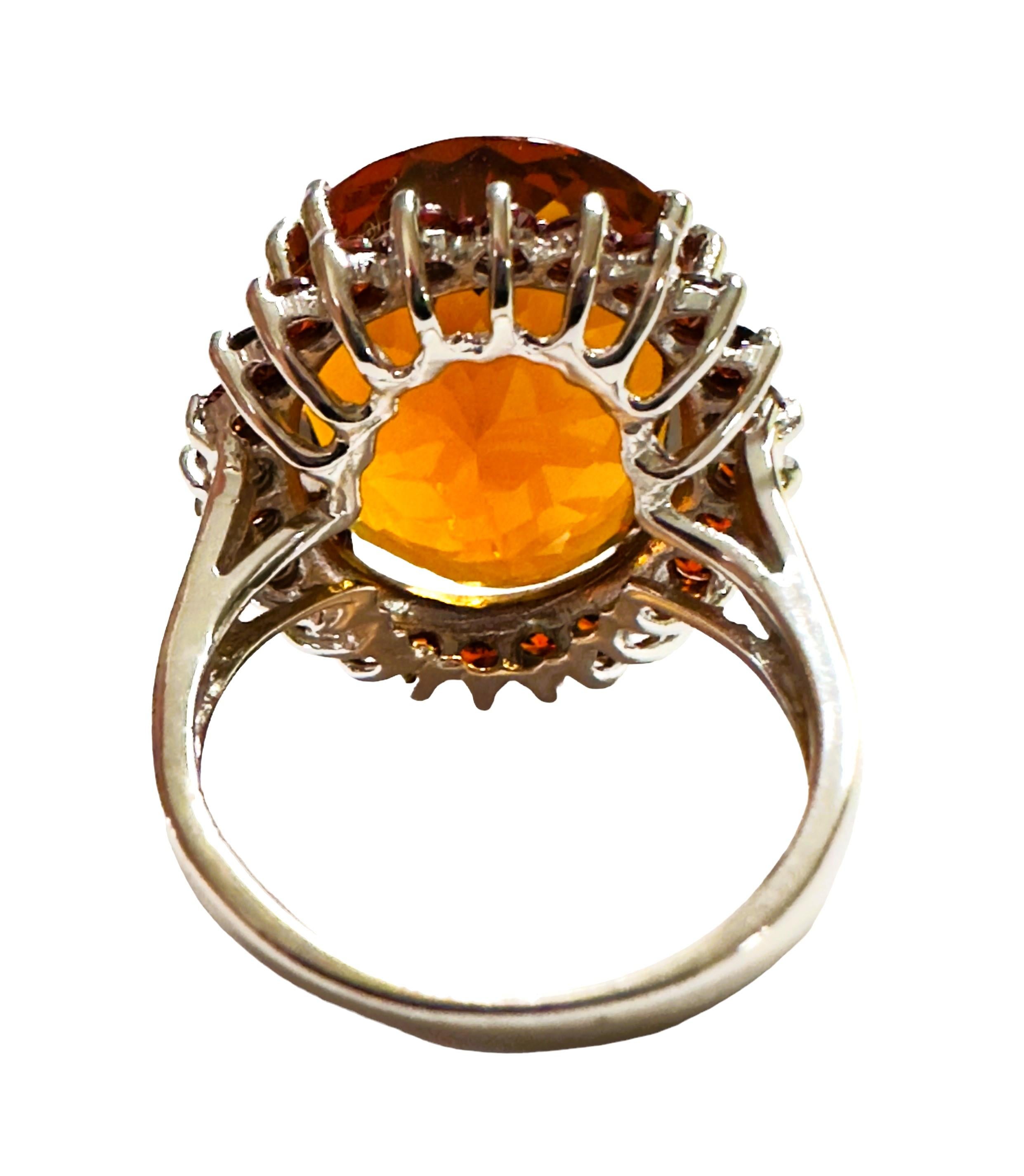 New Nigerian IF 18.30 Ct Orange Champagne Topaz Sterling Ring In New Condition For Sale In Eagan, MN