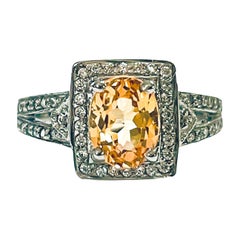 New Nigerian IF 1.90 Ct Yellow Morganite & Sapphire Sterling Ring