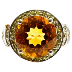 New Nigerian IF 2.1Ct Orange Champagne Morganite & Yellow Sapphire Sterling Ring