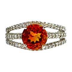 New Nigerian If 2.4 Carat Orange Morganite & White Sapphire Sterling Ring