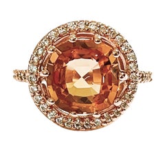New Nigerian If 6.1Ct Champagne Morganite & Sapphire Rgold Plated Sterling Ring