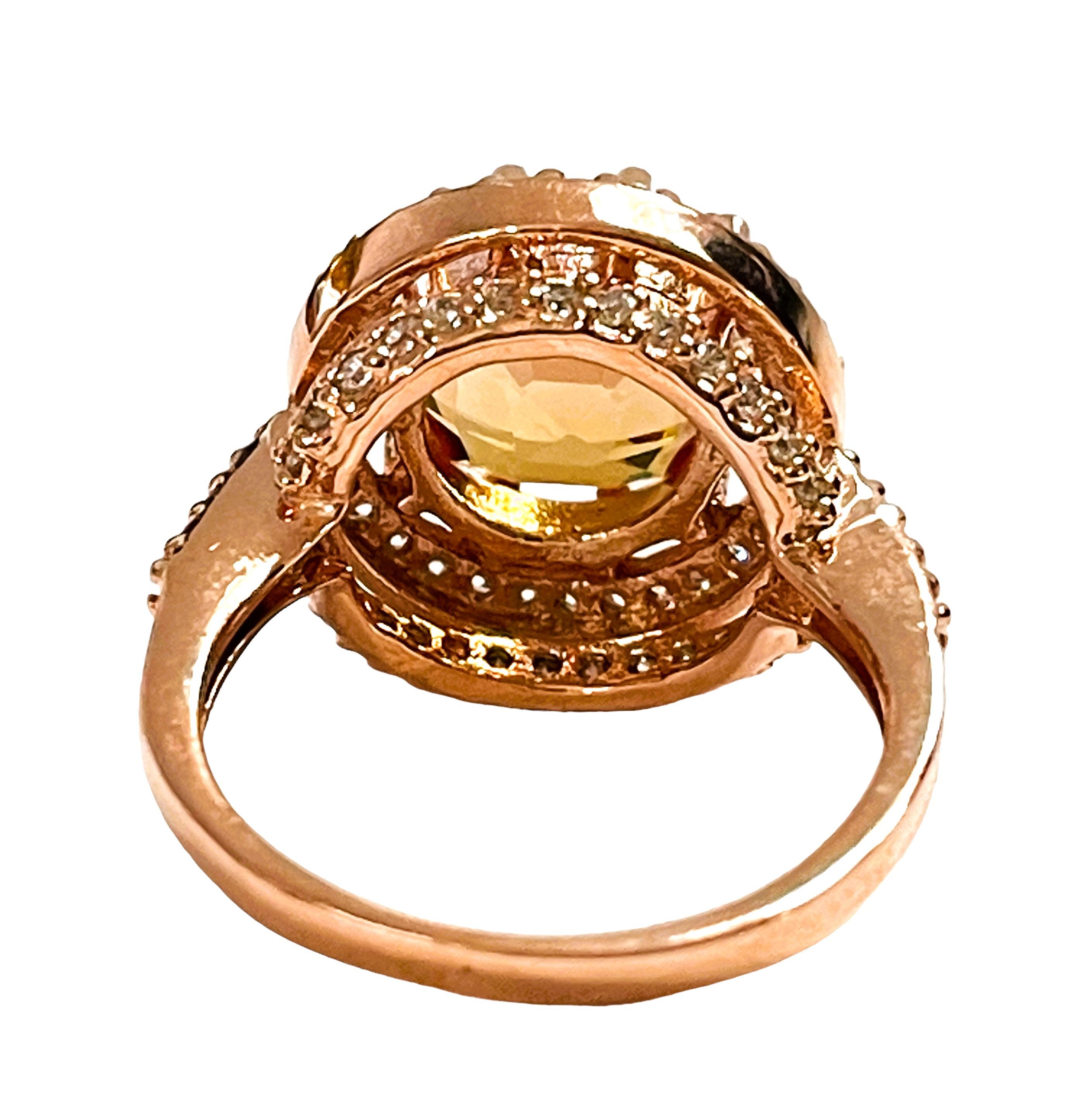 Round Cut New Nigerian If 6.1Ct Champagne Morganite & Sapphire Rgold Plated Sterling Ring
