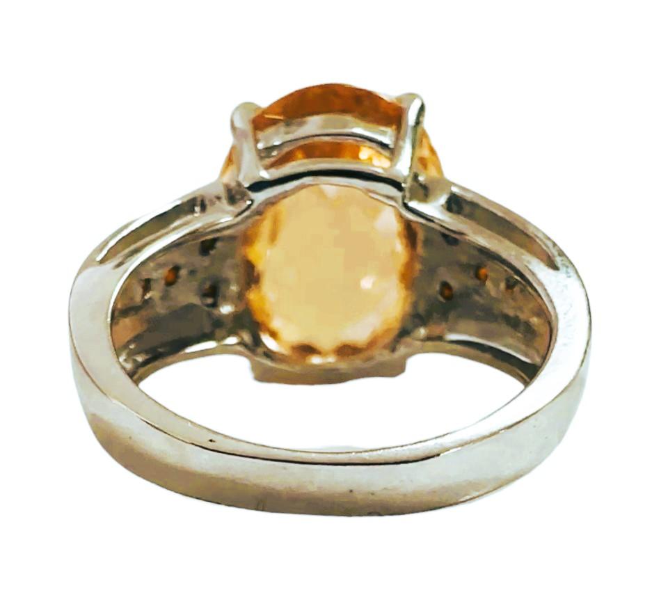 New Nigerian IF 9.20 Ct Peach Orange Morganite & Orange Sapphire Sterling Ring In New Condition For Sale In Eagan, MN