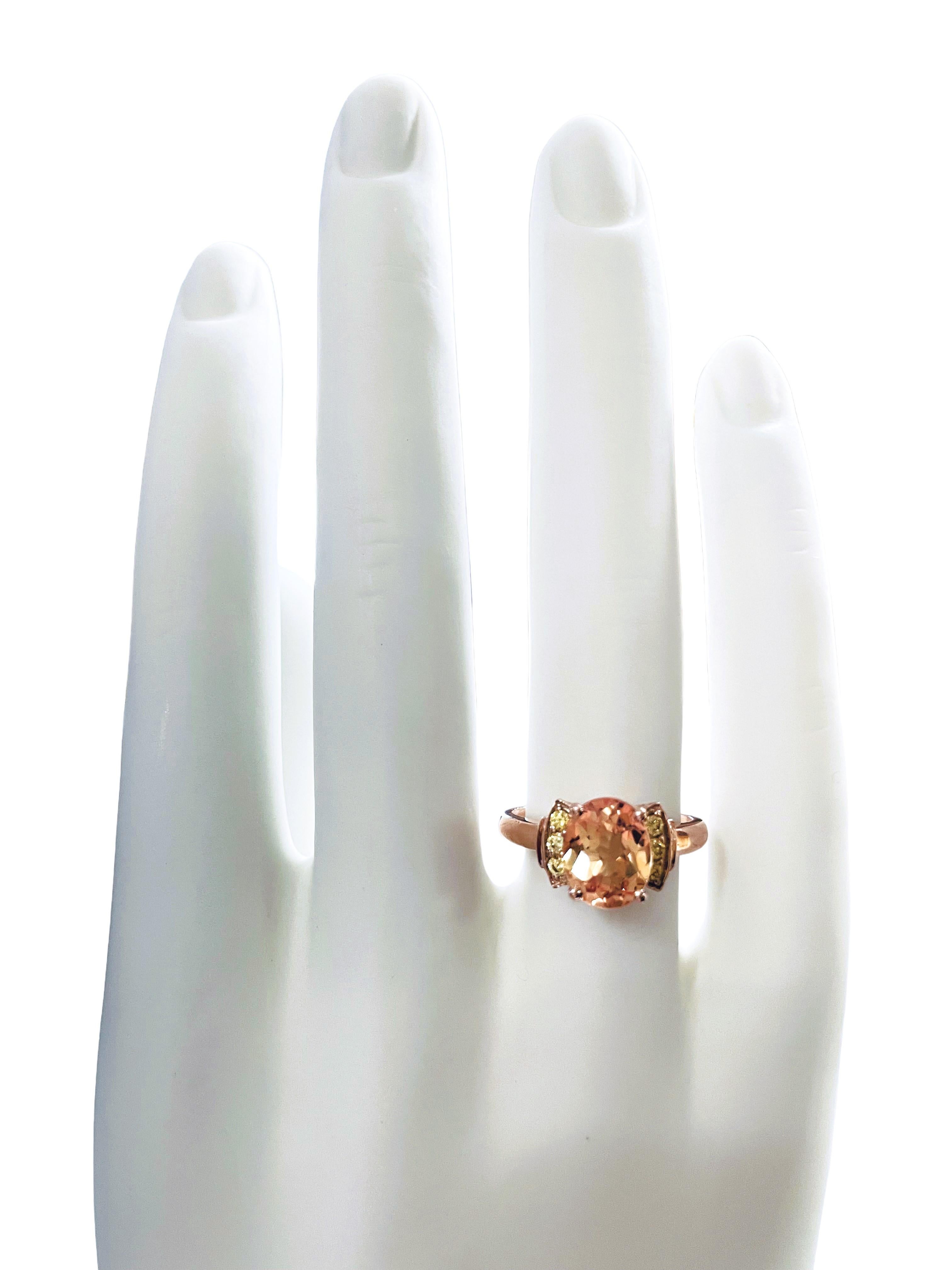 New Nigerian If Champagne Morganite & Yellow Sapphire Rgold Plated Sterling Ring 4