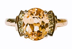New Nigerian If Champagne Morganite & Yellow Sapphire Rgold Plated Sterling Ring