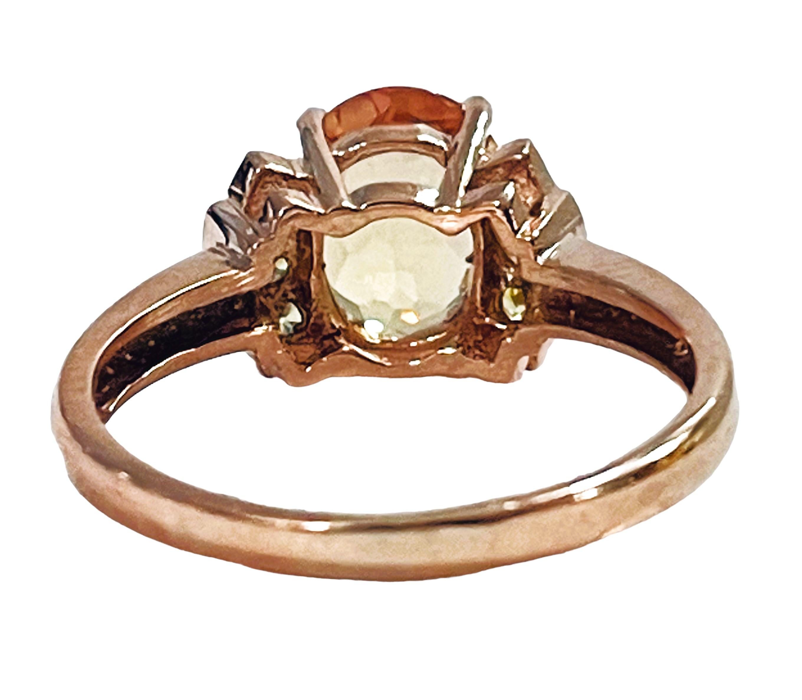 Art Deco New Nigerian If Champagne Morganite & Yellow Sapphire Rgold Plated Sterling Ring