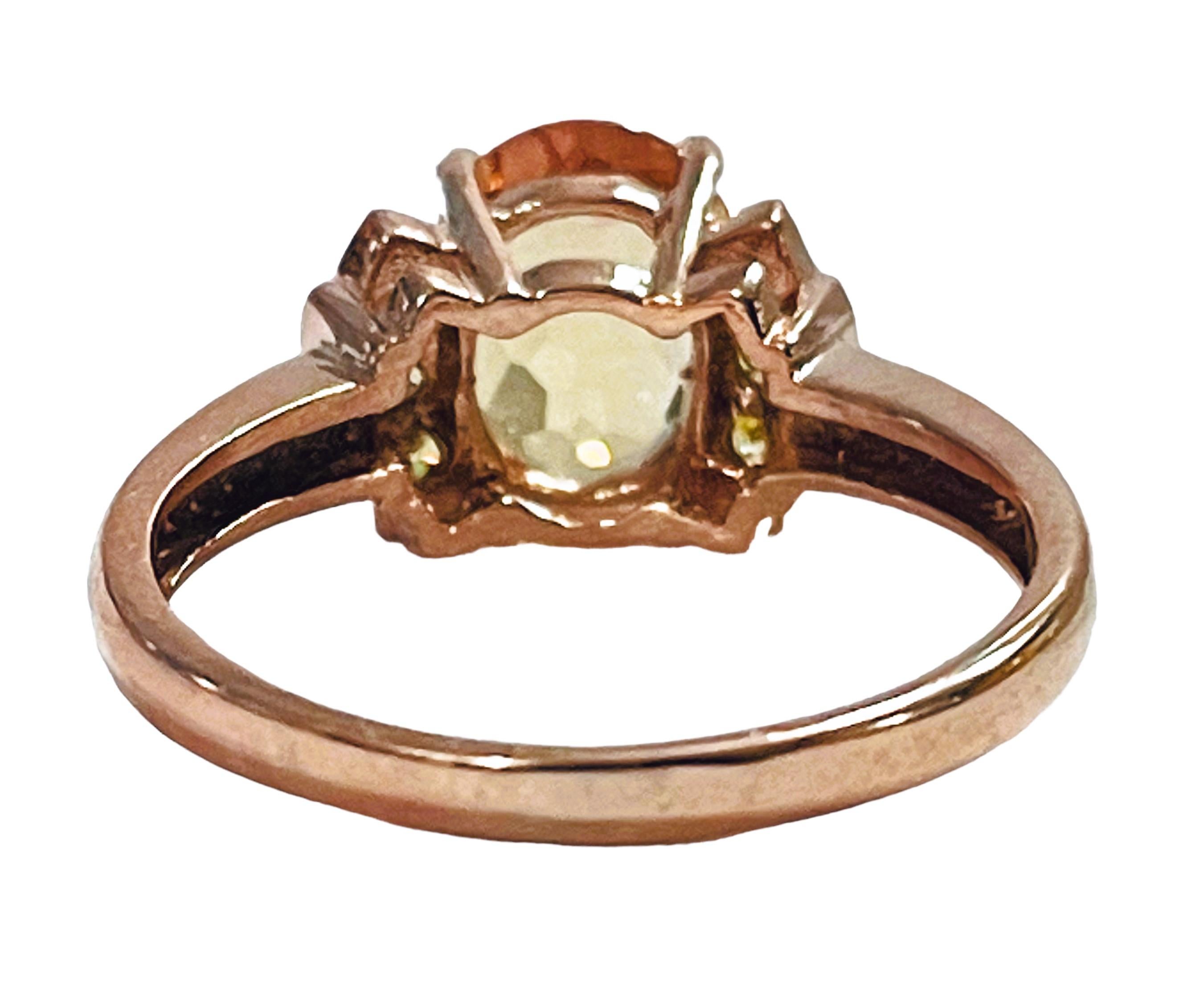 New Nigerian If Champagne Morganite & Yellow Sapphire Rgold Plated Sterling Ring In New Condition In Eagan, MN