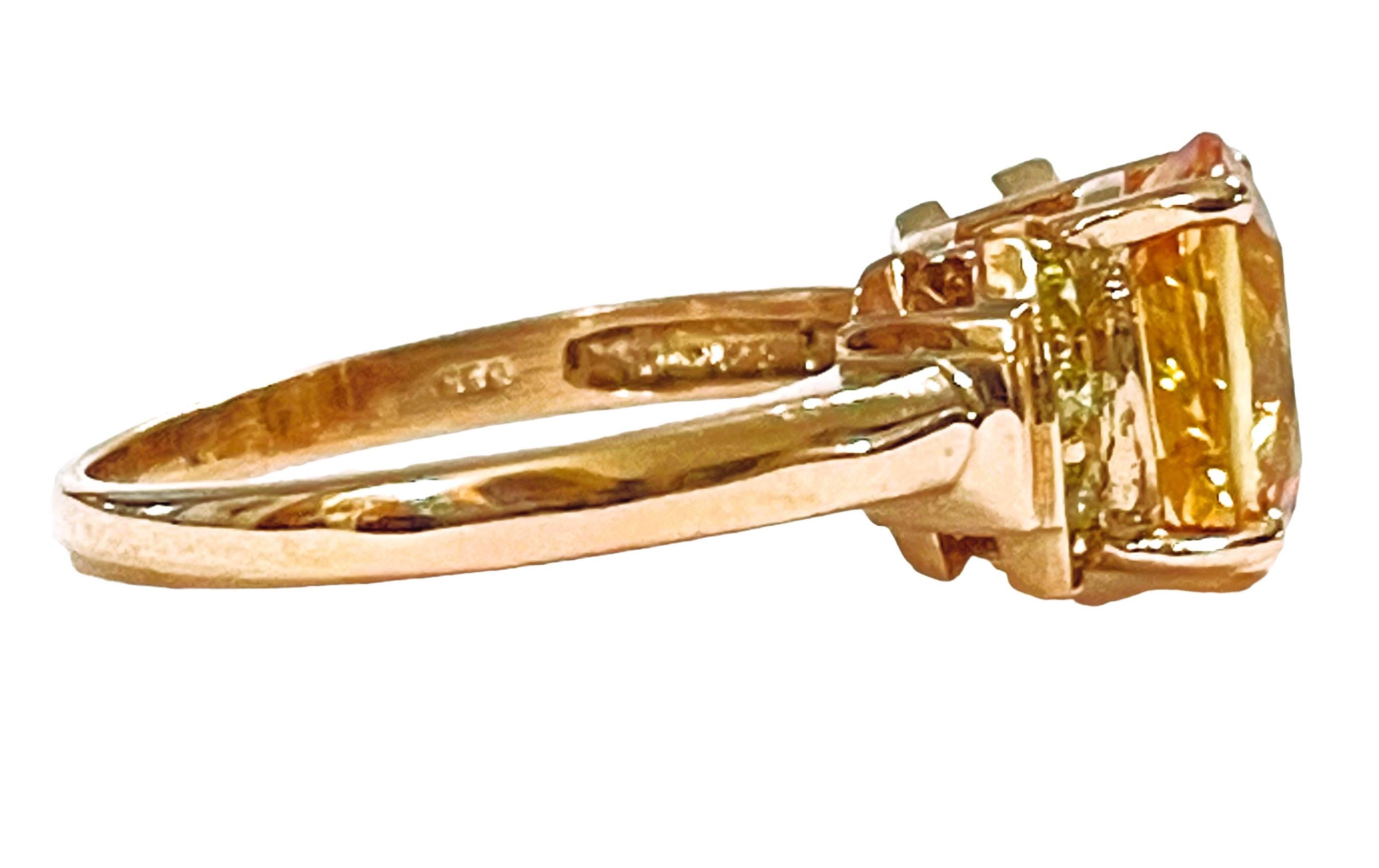 Women's New Nigerian If Champagne Morganite & Yellow Sapphire Rgold Plated Sterling Ring