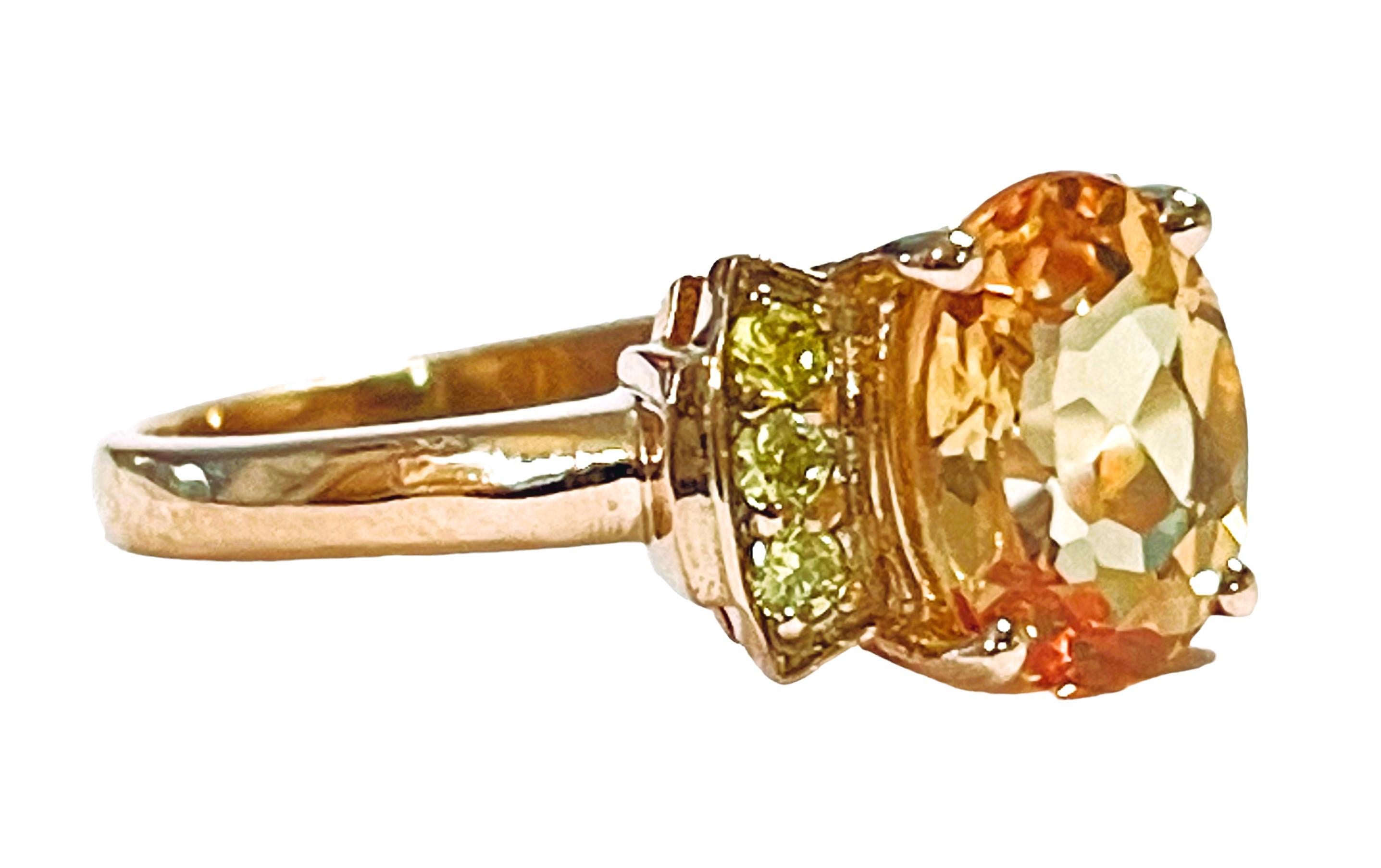 New Nigerian If Champagne Morganite & Yellow Sapphire Rgold Plated Sterling Ring 1