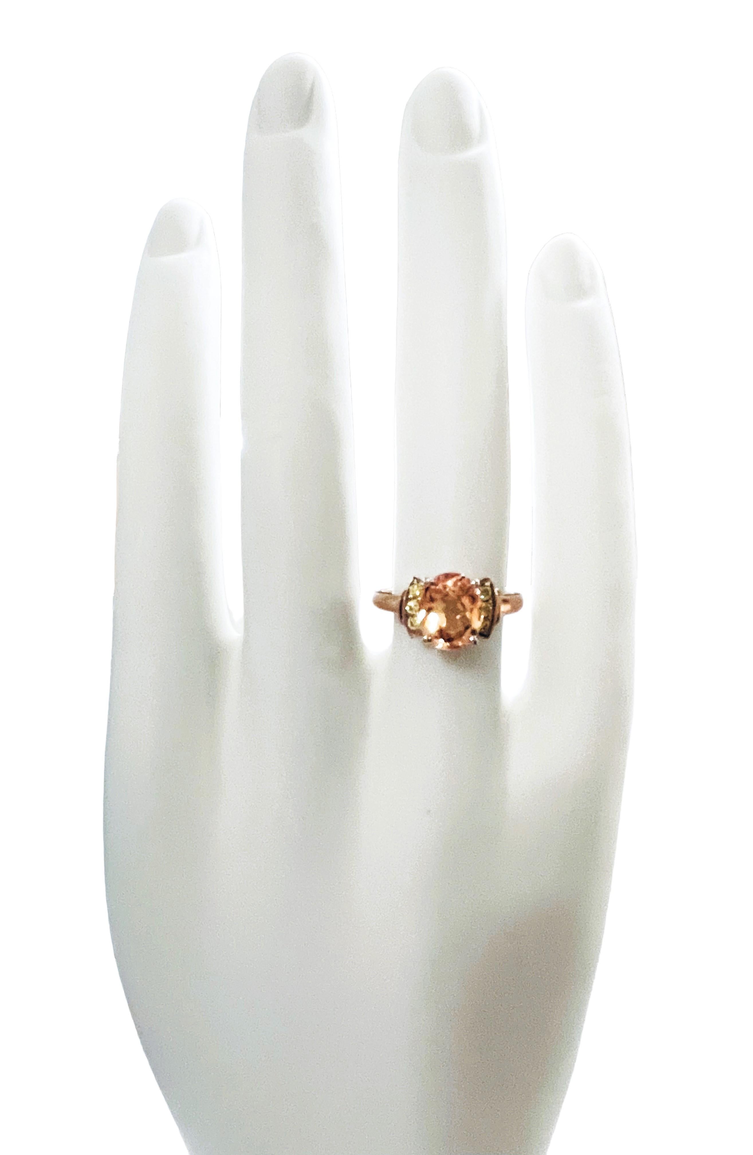 New Nigerian If Champagne Morganite & Yellow Sapphire Rgold Plated Sterling Ring 3