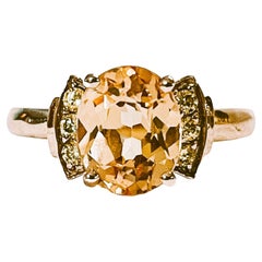 New Nigerian If Champagne Morganite & Yellow Sapphire Rgold Plated Sterling Ring