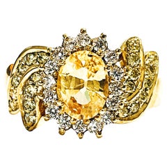 New Nigerian IF Yellow Morganite & Sapphire Yellow Gold Plated Sterling Ring