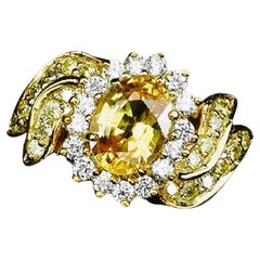 New Nigerian IF Yellow Morganite & Sapphire Yellow Gold Plated Sterling Ring