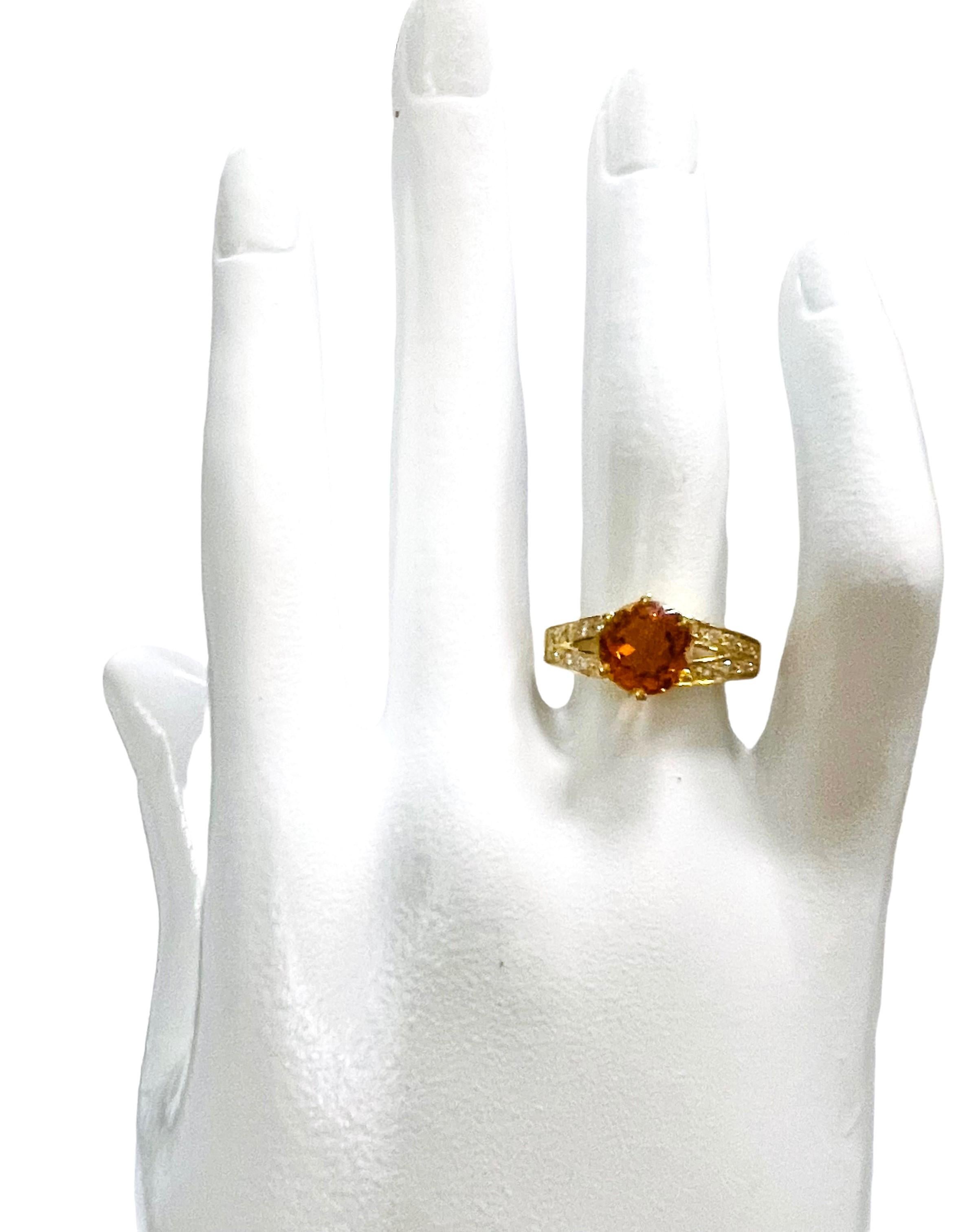 New Nigerian Morganite Golden Champagne 3.10 Carat Sterling Silver Ring For Sale 2