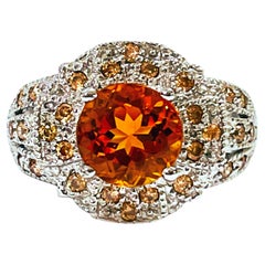 New Nigerian Orange Champagne 2.1ct Morganite & Orange Sapphire Sterling Ring