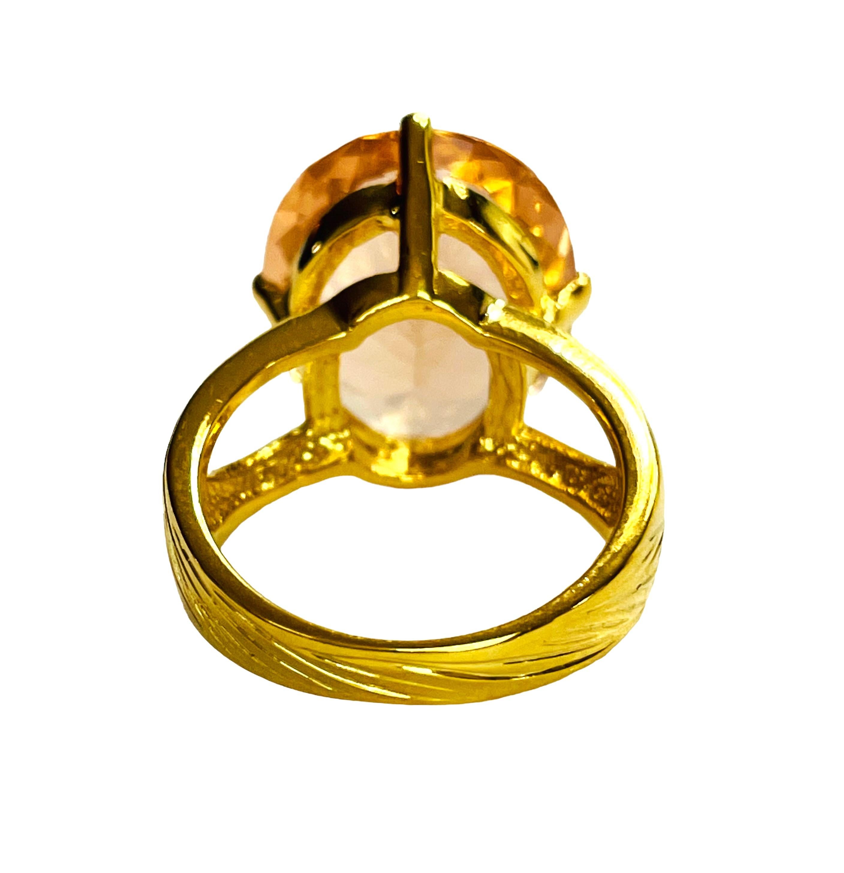 New Nigerian Peach Orange 12 Ct Morganite YGold Plated Sterling Ring at ...