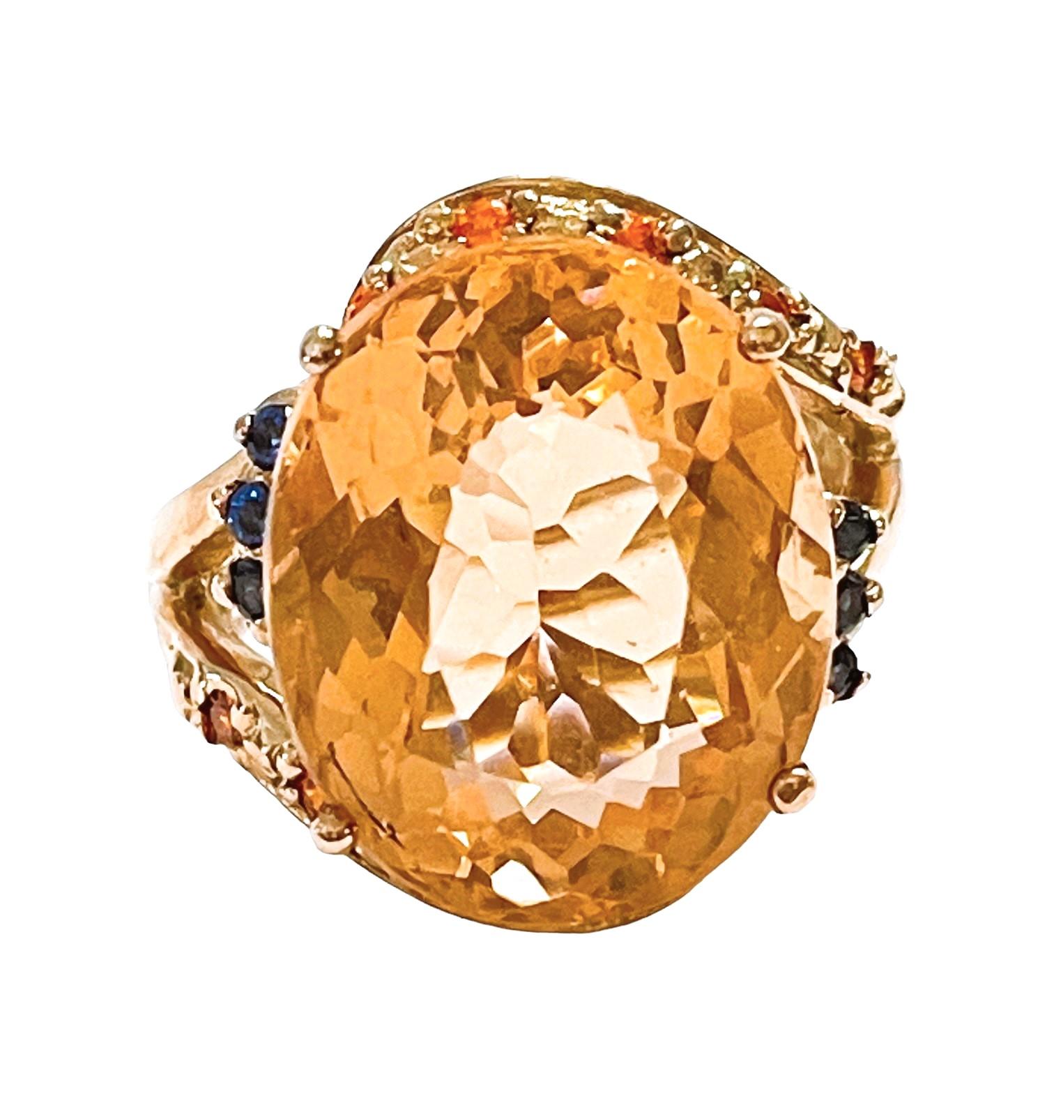 Art Deco New Nigerian Peach Orange 12.76ct Morganite Rgold Plated Sterling Ring